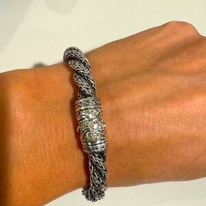 Authentic John Hardy sterling silver bracelet with diamonds on clasp